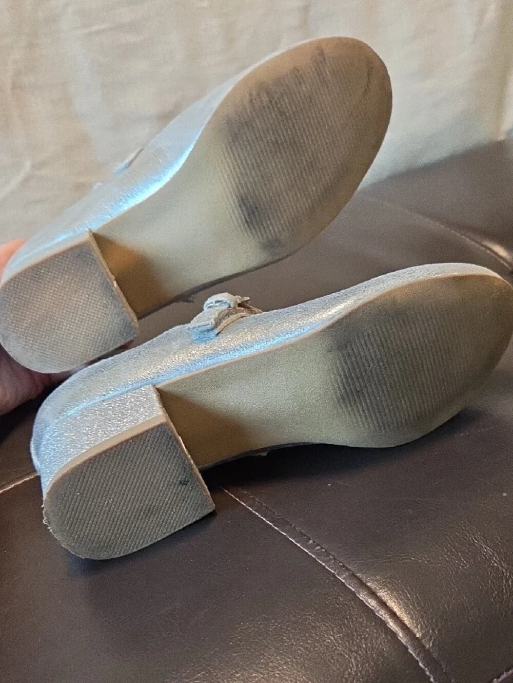 DV by Dolce Vita Kids Silver Mary Jane Flats with Scalloped Edge